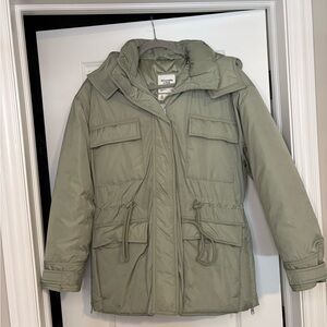 Abercrombie & Fitch Sage Green Hooded Utility Puffer Jacket Small